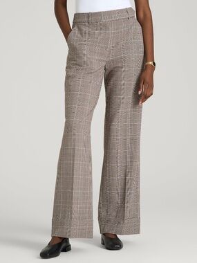American Tall Wide-Leg Cuffed Pants for Tall Women in Espresso and Magenta Hound